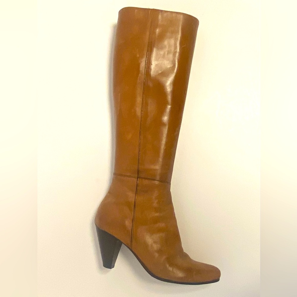 Knee-high, Light-brown Leather Boots